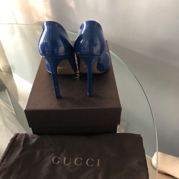 Gucci Vernice Crystal Peeptoe Heels - Picture 3 of 4